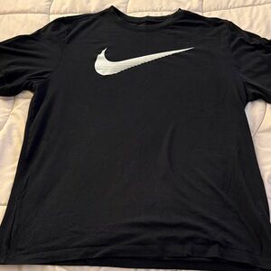Nike Men's Black Short Sleeve Tee with White Swoosh